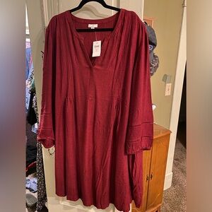 J.Jill peasant style dress. Dark red 4x NWT